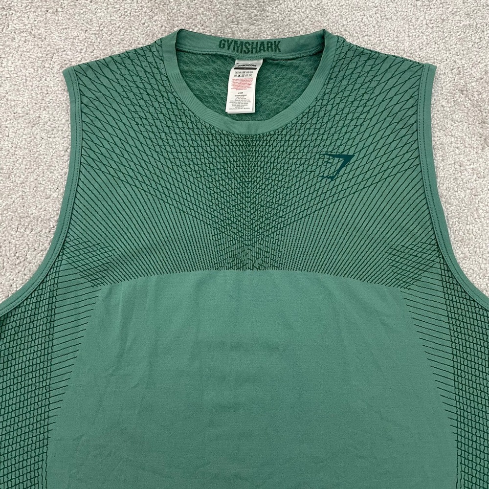 Gymshark Tank Top Mens Large Seamless Green Sleeveless Crew Neck Athletic